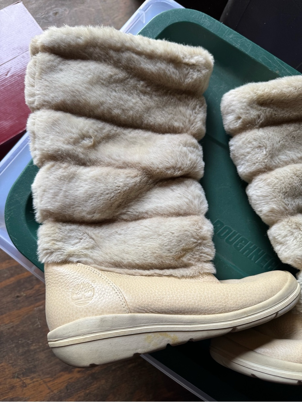 Timberland Women’s Cream Faux-Fur Winter Boots